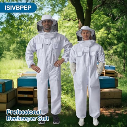Professional Bee Suits for Men & Women with Round Veil, Beekeeping Suit with Ventilated Glove, Beekeeper Suit Bee Outfit for Backyard and Bee Keeper M - size: M for 4'11"-5'3"