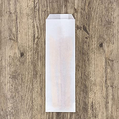 Quotidian White Flat Medium Glassine Paper Bags 3" x 10" (8 x 25.4cm) Pack of 100 - Birthday Treat Grocery Decorative Bread Popcorn - size: 3x10 Inch