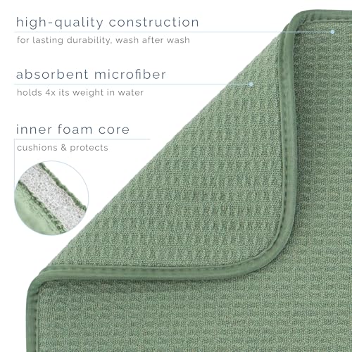 S&T INC. Dish Drying Mat, 18" x 30", Jumbo, Sage Green | Absorbent Microfiber, XXL Kitchen Counter Mat for Dishes, Utensils, Pots and Pans, Machine Washable - size: 18" x 30"