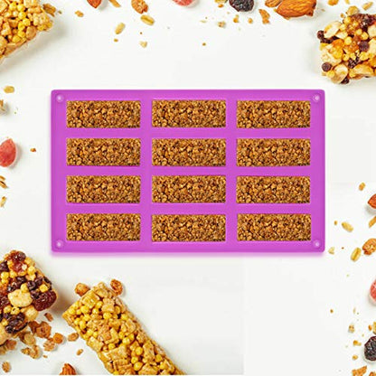 Palksky (2 Pack 12 Cavity Medium Narrow Silicone Rectangle Molds/Molds/Protein Bars mold/Energy Bars Maker for Caramel Bread Loaf Muffin Brownie Cornbread Cheesecake Pudding Soap Butter Mould - style: 2PCS 12 Bar Mold