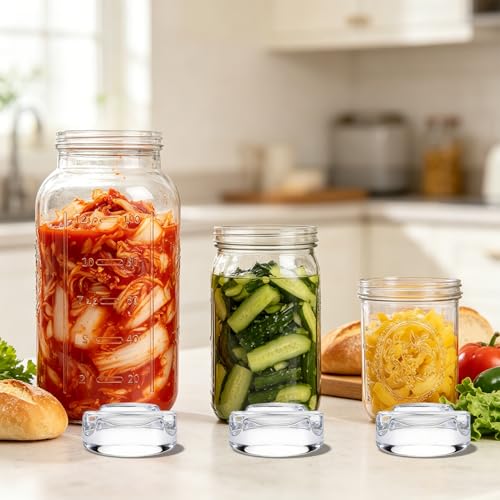 4 Pack Fermentation Weight with Easy Grip Handle,Glass Fermenting Weights for Wide Mouth Mason Jars,Glass Weights for Fermenting,Sauerkraut,Pickles,Kimchi - style: Straight