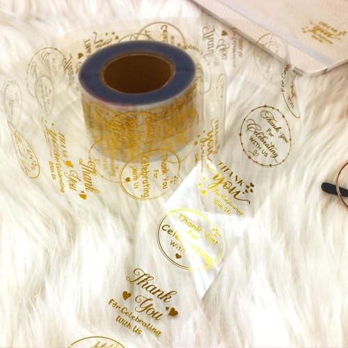 500PCS/Roll Gold Thank You Stickers – 1Inch Round Self-Adhesive Waterproof Labels – Eye-Catching Packaging Seals for Orders, Gift Bags, Boxes & Envelopes(Gold-c) - color: Gold Stamping-c