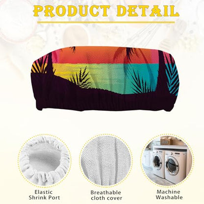 Tropical Palm Cloth Covers for Sourdough Starter Jars, Tree Sunset Heat Preservation to Increase Fermentation for Bread Sewn Cloth Cover for Sourdough Starter（5 Pack） - color: Tropical Palm