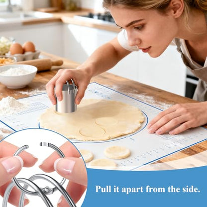 Biscuit Cutter Set, Blue Silicone Baking Mats，Stainless Steel Pastry Blender, Dough Cutter,Pastry Cutter, Baking Tools and Accessories Kit (4 Set Blue) - size: 4 set blue