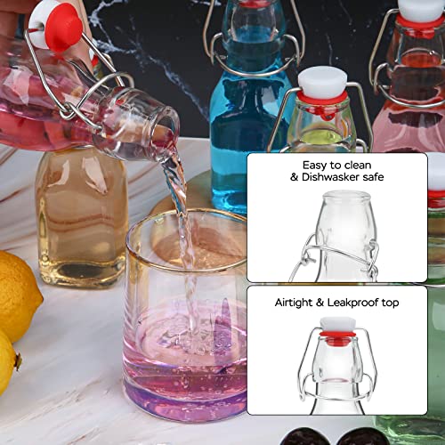 ZEBEIYU Swing Top Glass Bottles 4 oz With Flip Airtight Lids for Home Brewing, Beverages, Oil, Vinegar, Water, Soda, Kefir, Limoncello, Homemade liquor, vanilla（10 Pack - size: 4 oz