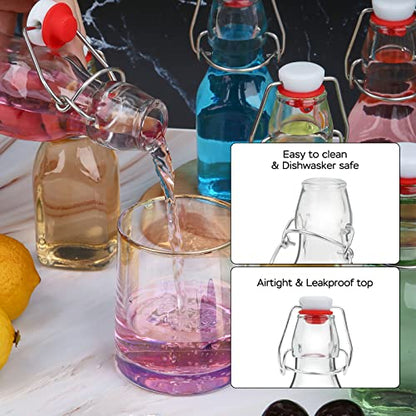 ZEBEIYU Swing Top Glass Bottles 4 oz With Flip Airtight Lids for Home Brewing, Beverages, Oil, Vinegar, Water, Soda, Kefir, Limoncello, Homemade liquor, vanilla（10 Pack - size: 4 oz