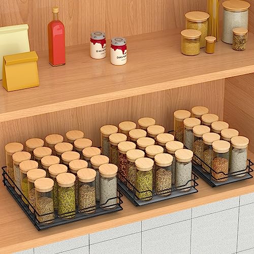 BOIVSHI Pull Out Spice Rack Organizer for Cabinet, Heavy Duty Slide Out Spice Rack Organizer for Kitchen Cabinets and Pantry, Fits Spices, Sauces, Canned Food (8.5''Wx10.5''Dx2.5''H) - size: 1 Tier,8.5''Wx10.5''Dx2.5''H