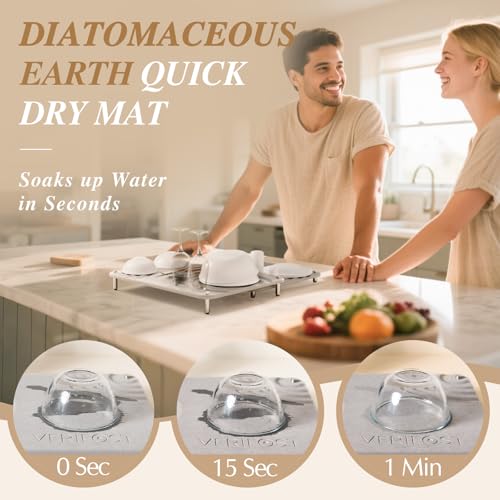 VERIFOST 2pcs Large Stone Dish Drying Mat with Acacia Wood Holder Stand for Cutting Board and Stone Drying Mat for Kitchen Counter Quick Dry Diatomaceous Earth Mat for Kitchen Counter, Moonlight Gray - color: Acacia Holder Moonlight Gray