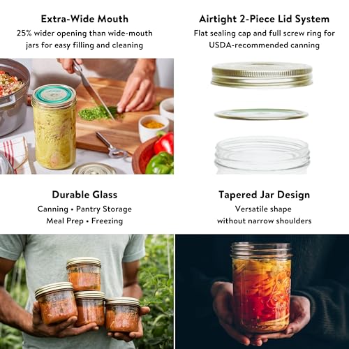 Le Parfait Familia Wiss 32oz (1L) Wide Mouth Glass Canning Jar – 1PK Made in France, Airtight 2-Piece Lid, Reusable Zero Waste & Eco-Friendly for Kitchen Storage, Meal Prep, Fermentation & Baking - color: 32oz (Single)