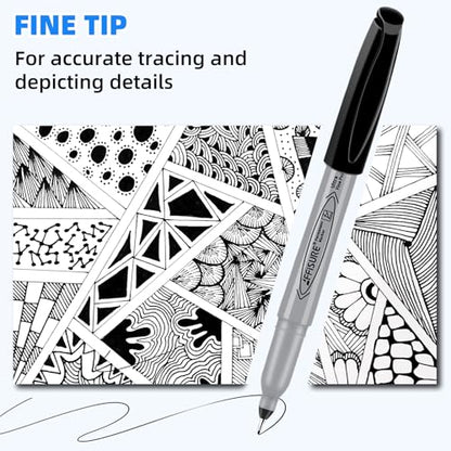 Permanent Markers, Ultra Fine Point,Black,100 Count, 0.4mm, Fine tippermanent marker set, quick dry,waterproof, fading resists, durable,marks on paper, glass, ceramic, plasticwood, rock, metal - size: 1 Count (Pack of Ultra Fine Point 100)