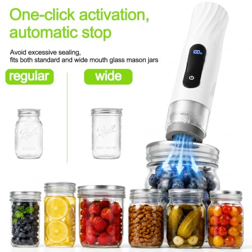 Mason Jar Vacuum Sealer Kit with 2 Sealers, 20 Reusable Lids (Wide & Regular Mouth), Wine Vacuum Stopper & Opener, Food Storage System for Meal Prep, Pantry, Without Mason Jar - size: Mason Jar Vacuum Sealer Kit