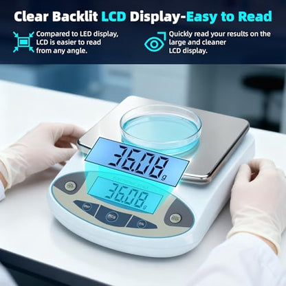 Lab Scale 6000gx0.01g,Analytical Balance 0.01g High Precision Electronic Digital Balance Scale, Scientific Scale Gram Scale Digital Balance for Kitchen Lab Weighing Jewelry Scale - size: 6000gx0.01g