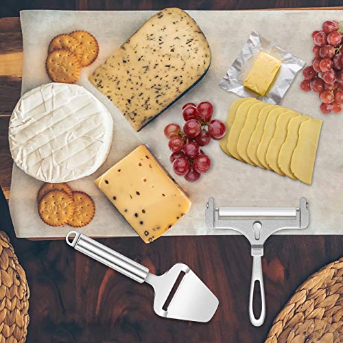 2 Pcs Stainless Steel Cheese Slicer with Wire & Cheese Cutter Plane | Cheese Slicer Set for Soft, Semi-hard, Hard Cheeses Kitchen Tool