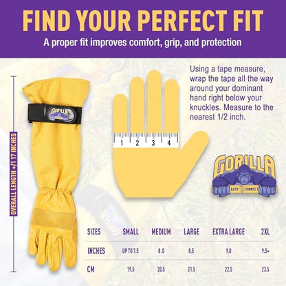 GORILLA EASY CONNECT Gardening Gloves Lightweight Tough Heavy Duty Long Sleeve Leather Pruning Gloves with Adjustable Strap - size: X-Large (Pack of 1)
