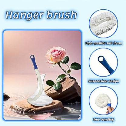 Long Bottle Brush Cleaner for Decanter and Water Bottle, 16 Inch Flexible Foam Cleaning Wand for Vases, Wine Glasses, and Glassware with Hanging Storage Design