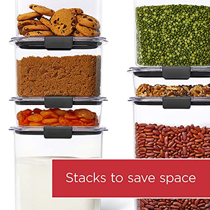 Rubbermaid Brilliance 12-Cup Airtight Food Storage Container,Perfect for Pantry Staples,Clear/Grey,(Pack of 2) - size: 12 Cup (Pack of 2)