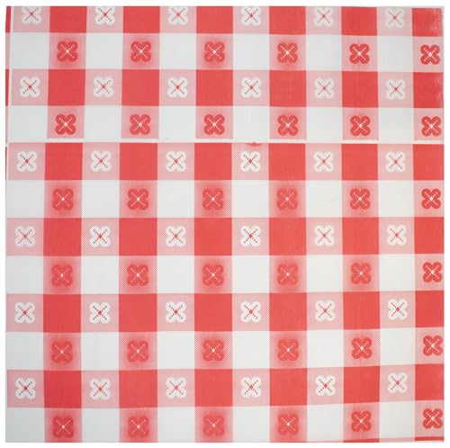 MADE IN USA 1,000 Sheets of Grease-Resistant Food Grade Waxed Kraft Deli Tissue Paper, 12" X 12" (Red Gingham Pattern) - color: Red Gingham Pattern