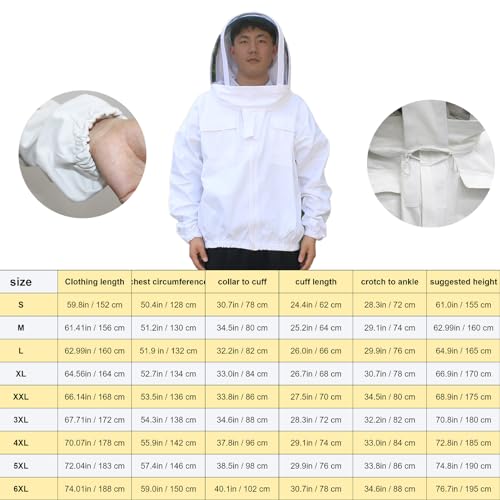 Beekeeper Suit,Bee Suits for Men Sting Proof,Bee Keeper Suit for Men,Bee Suit,Ventilated Bee Suit,Beekeeper Suit,Beekeeping Jacket. (White, Large) - size: Large