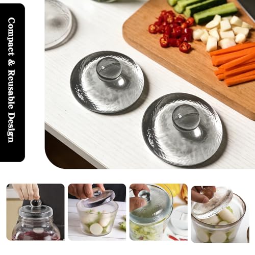 2-Pack Fermentation Weight, 3.78-Inch Glass Weights for Fermenting – Fit Wide Mouth Mason Jars, Reusable for Sauerkraut/Kimchi