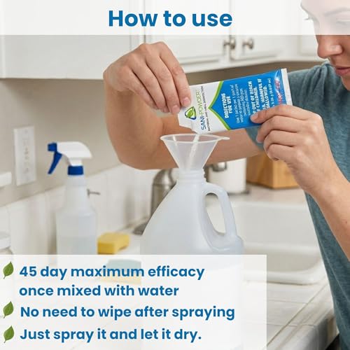 Sani-Powder HOCl Cleaning Powder – Fast-Dissolving Granules for Hard, Non-Porous Surfaces – Multi-Surface Cleaner, Easy-Mix Concentrate, Low Odor, No Residue – Quart Pack (4 Packets) - size: 0.04 Ounce (Pack of 4)