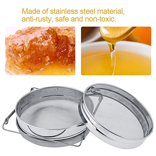 Stainless Steel Honey Strainer Double Sieve, for Honey Extracting, Bee Keeping Equipment Filter, for Most of Buckets, with Stretch Handle
