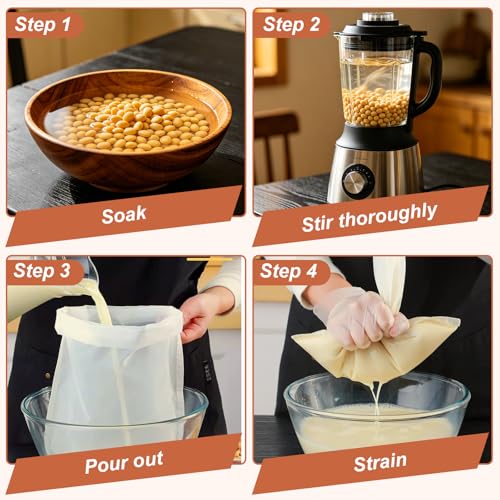 6 Pcs Nut Milk Bag 12 x 8 Inch Nut Bag Strainer Reusable Fine Juice Strainer Bag 200 Mesh Fine Mesh Bag Nylon Cheese Cloth Bags for Straining Yogurt Juice Coffee Beer Jelly Cheese