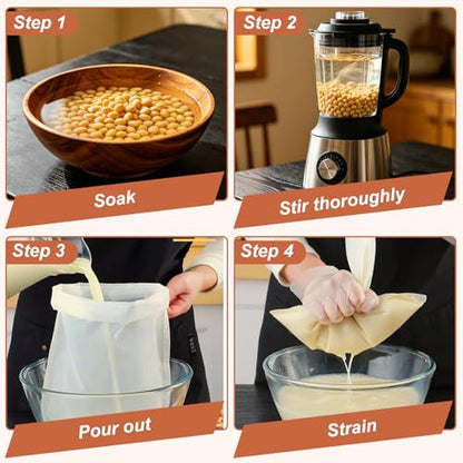 6 Pcs Nut Milk Bag 12 x 8 Inch Nut Bag Strainer Reusable Fine Juice Strainer Bag 200 Mesh Fine Mesh Bag Nylon Cheese Cloth Bags for Straining Yogurt Juice Coffee Beer Jelly Cheese