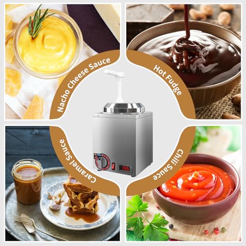 Cheese Warmer Dispenser with Thermometer,Nacho Cheese Warmer with 2.8Qt Capacity with Temperature Indicator,Electric Hot Fudge Dispenser,86-194 F for Hot Fudge Cheese Caramel