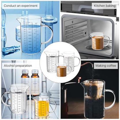 3 Pack Glass Measuring Cups,1-Cup,2-Cup,4-Cup Measuring Jugs with Handle &V Shaped Spout,3 Scales(Oz,Cup,Ml) High Borosilicate Glass Measuring Cup for Liquid Kitchen-Microwave Freezer Safe