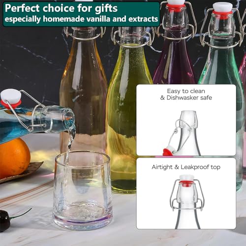 ZEBEIYU 10 Pack Swing Top Glass Bottles 8.5 oz,Flip Top Beer Brewing Bottles for Kombucha, Homemade, Kefir, Water, Beverages, Soda, Oil, Vinegar, Fermentation,Limoncello - size: 8.5 oz