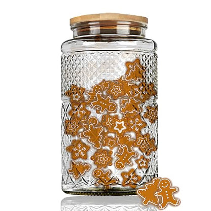 Prettidecor 1 Gallon Large Airtight Glass Storage Jars with Bamboo Lid, Kitchen Pantry Bathroom Laundry Room Organizer Canisters for Flour Rice Sugar Pasta Coffee Bean Cookies Popcorn Bath Salts