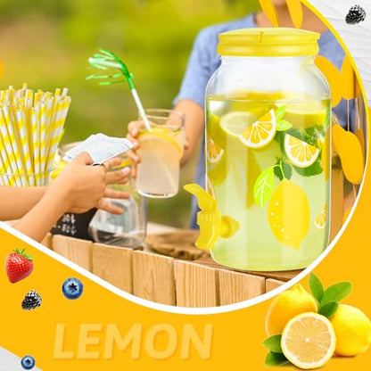 Havawish 2 Pcs 1 Gallon Plastic Beverage Dispenser with Spigot Clear Summer Kitchen Fridge Drink Dispenser for Parties Lemonade Juice Tea Beer Cold Water(Yellow,Circular Column) - color: Yellow, style: Circular Column