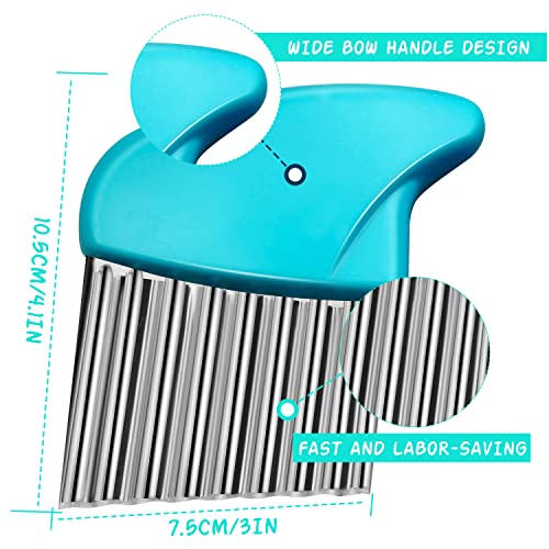 2PCS Crinkle Cutter Stainless Steel Crinkle Chopper French Fry Slicer Wavy Potato Soap Cutting Tool Crinkle Cutters for Potatoes,Carrot, Cheese