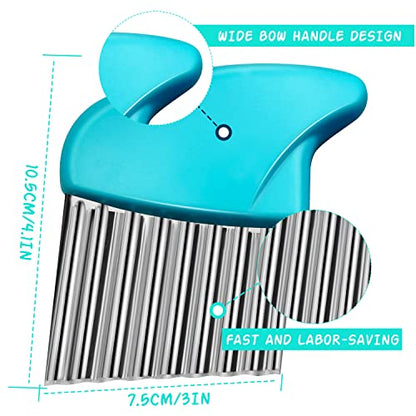 2PCS Crinkle Cutter Stainless Steel Crinkle Chopper French Fry Slicer Wavy Potato Soap Cutting Tool Crinkle Cutters for Potatoes,Carrot, Cheese