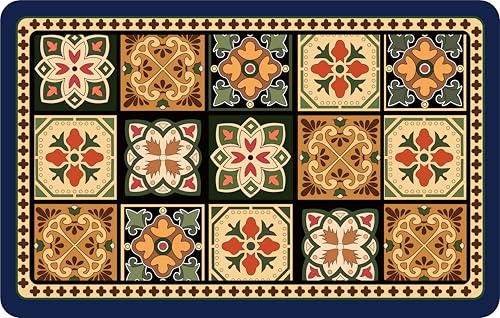 Boho Dish Drying Mat for Kitchen Counter - Super Absorbent Faux Leather Kitchen Mat, Quick Dry & Non-Slip Countertop Protector, Aesthetic Bohemian Decor for Coffee Bar (16"x21", Blue) - color: Blue, size: 16" x 21"