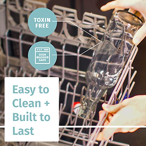 Otis Classic Glass Bottles with Caps - Set of 6 Clear Swing Top Glass Bottles w/Ceramic Lids for Storing Kombucha, Liquor, Syrup, Wine, Kefir & Beer - Bonus Marker & Labels Included, 16oz | Clear Bottle, Includes Marker & Labels, For Juice, Water, Kombuch