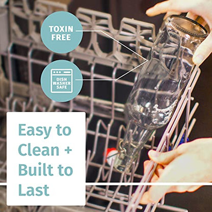Otis Classic Glass Bottles with Caps - Set of 6 Clear Swing Top Glass Bottles w/Ceramic Lids for Storing Kombucha, Liquor, Syrup, Wine, Kefir & Beer - Bonus Marker & Labels Included, 16oz | Clear Bottle, Includes Marker & Labels, For Juice, Water, Kombuch
