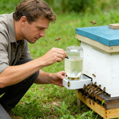 Bee Water Dispenser,4pcs Metal Mason Jar Lid Beehive Water Honey Bee Canning Feeders Beekeeper Tools Drinking Beekeeping Equipment