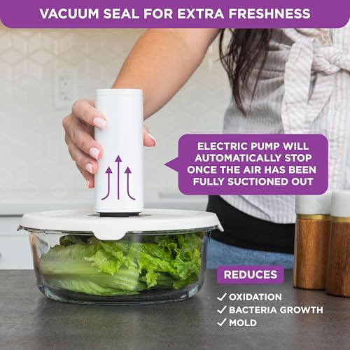 HOLDN’ STORAGE Vacuum Food Storage Containers, Set of 6 Glass Containers & Electronic Pump - Keep Food Fresh Longer, BPA-Free Glass, Leak-Proof, Ideal for Meal Prep, Marinating - size: Set of 6: Electronic Pump