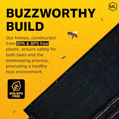 Mann Lake Premium Beekeeping Frames, All-In-One Frame & Foundation, Beeswax Coating, Universal Fit, BPA & BPS Free, 6 1/4 Inches, Black, 10-Pack - color: Black