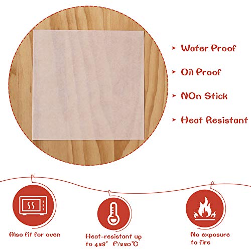 Square Patty Paper 4x4 Inch, Set of 300, Non Stick Patty Paper Sheets for Burger Press, Patty Serperate and Cake Baking,Freezing and Caramel Candy Wrappers - size: 4inch