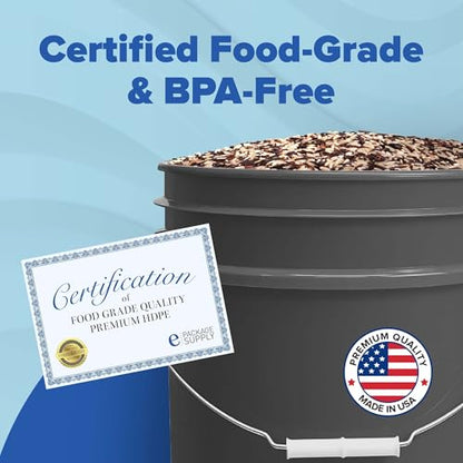 ePackageSupply 5 Gallon Plastic Bucket with Airtight Lid | Made in USA | Food Grade Bucket | BPA-Free | Heavy Duty 90 Mil All Purpose Pail | One 12" Rubber Mallet & One Lid Opener Included | 1 Pack - color: Gray, size: 1 Pack
