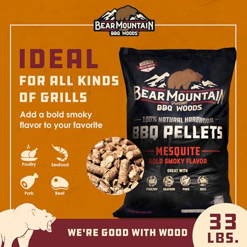 Bear Mountain All Natural Wood Pellets for Smoker, Grill & BBQ, 20 Lbs, Mesquite - size: 20 lb Bag