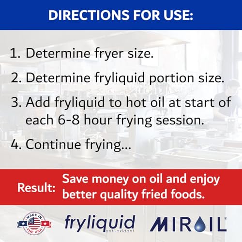 3 x 1 Liter Bottle FryLiquid by MirOil, Antioxidant & Removes Unhealthy Fats, Prevents Breakdown, Vitamin Therapy & Extends Deep Fryer Oil Life for Donut Shops, Restaurants, Food Trucks & Food Service