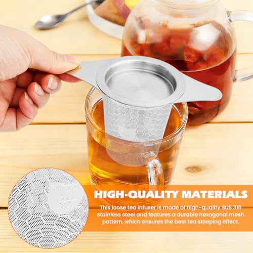 2Pcs Loose Leaf Tea Infuser with 1 Tong, Stainless Steel Loose Leaf Tea Stepper with Lid and Double Handles, Tea-Strainer for Cups, Teapot, Fine Mesh(COLOR:Silver)