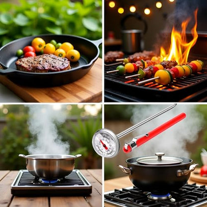 Silver Meat Thermometer for Grilling, Food Thermometer for Cooking, Milk, Kitchen Instant Read Thermometer, Pocket Thermometers Food Temperature Probe, Thermometers and Timers