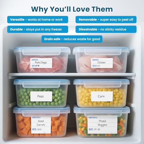 Freezer Labels 1x2 in 500/Roll, Dissolvable Blank Removable Mason Jar - size: 1x2"', style: 500