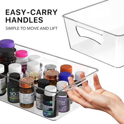Simple Houseware 4 Pcs Kitchen Clear Bin Storage Organizer, 15" x 8" x 3.75" - size: 4 Pack - 15 x 8 x 3.75