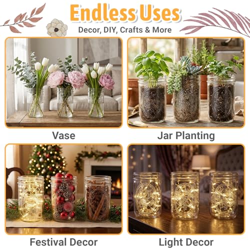Alotpower Wide Mouth Mason Jars 16 oz 12 Pack with Airtight Lids | Glass Canning Pint Jars with Measurement Marks for Pickling,Fermenting,Preserving,Freezing, Meal Prep,Overnight Oats & Jam - color: 16fl.oz 12pack