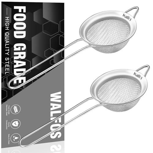 Walfos Small Fine Mesh Tea Strainer, Mini Stainless Steel Sieve with Handle, 2.7 Inch Kitchen Metal Sifter Strainers for Tea, Juicing, Coffee, Cocktail, Powdered Sugar, Matcha (2 Pack) - size: 2.7" (2pcs)